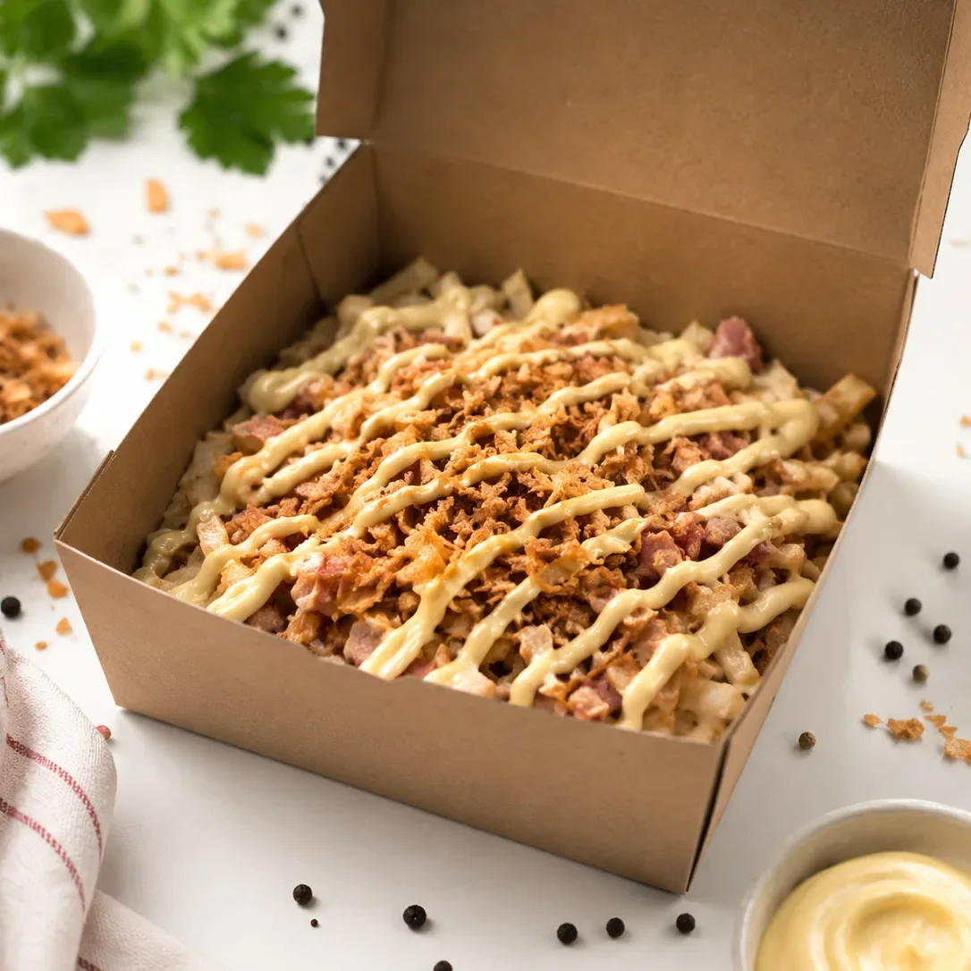 🍟 Фирменная фри с беконом и сырным соусом
