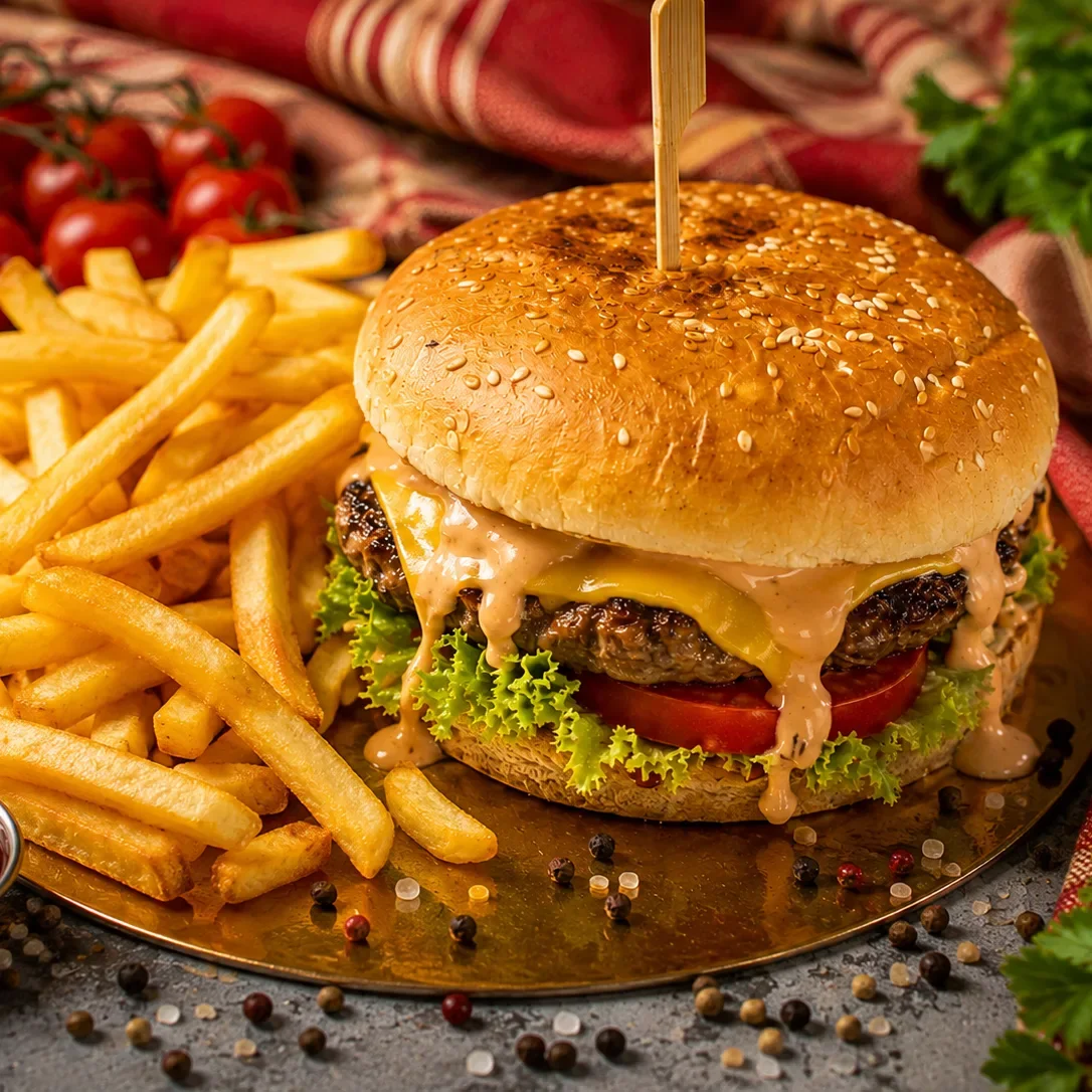 🍔 КОМБО С ГОВЯЖЬИМ БУРГЕРОМ + БОЛЬШАЯ ФРИ 🍟